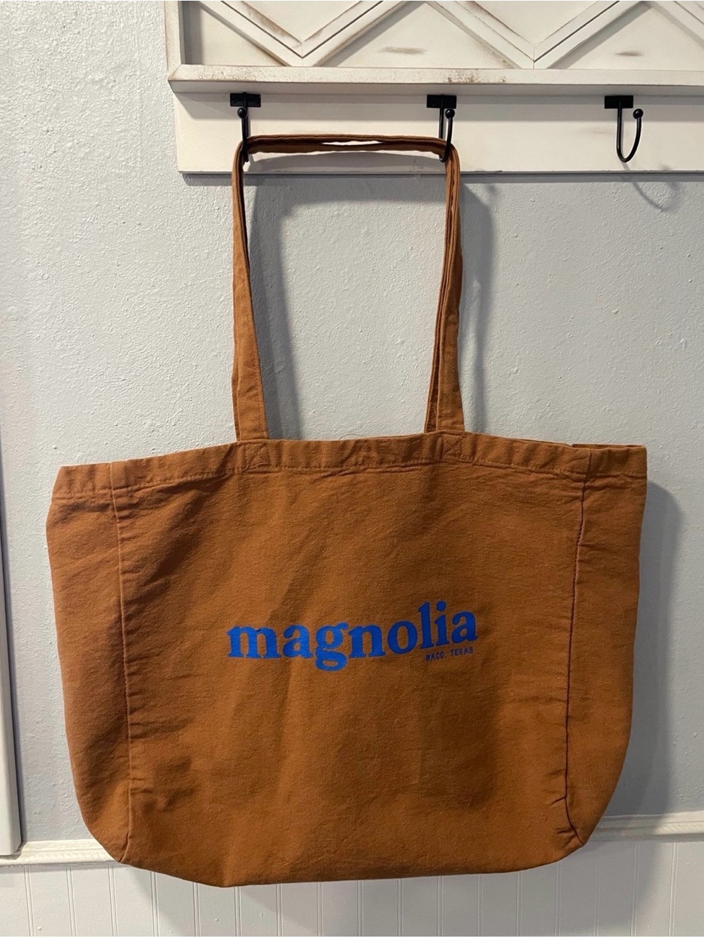 Magnolia Rust Canvas Tote with Navy Logo